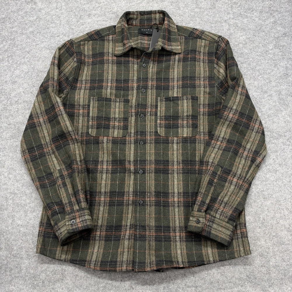 Richie Le Mens XL Green Plaid Flannel Long Sleeve Button Up Pockets RLC-FL-02